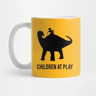 Children at Play Riding a Dinosaur Shirt Mug